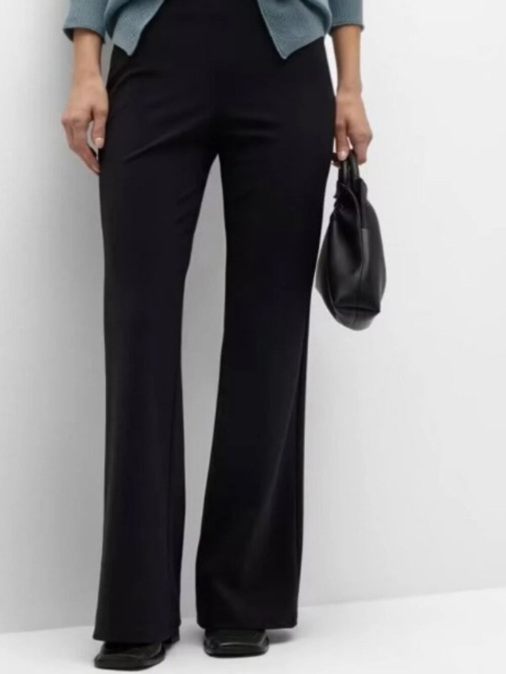 Theory High-Waisted Flare Pant in Precision Ponte Black S